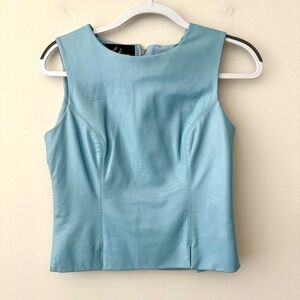 Vintage Neto Blue Leather Sleeveless Top